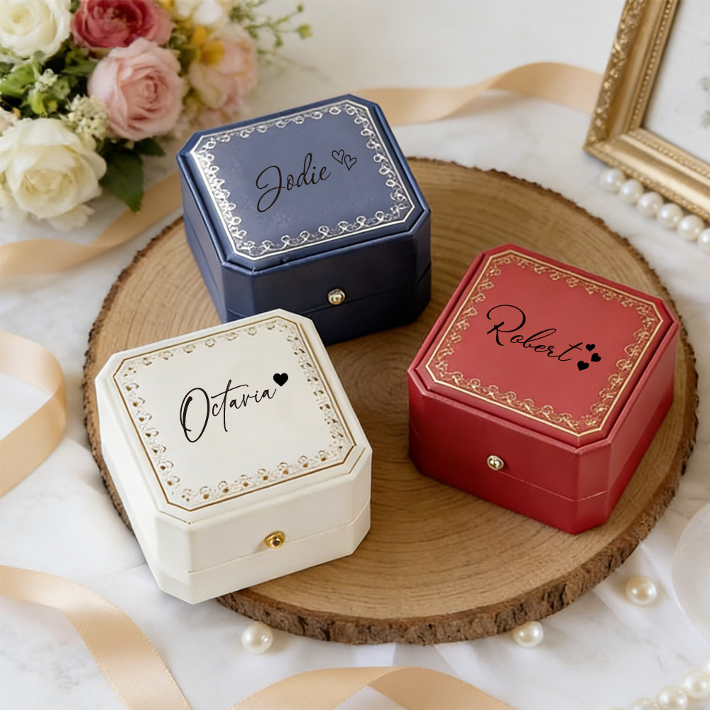 Jewelry Making Jewelry - Personalized Faux Leather Ring Box Velvet
