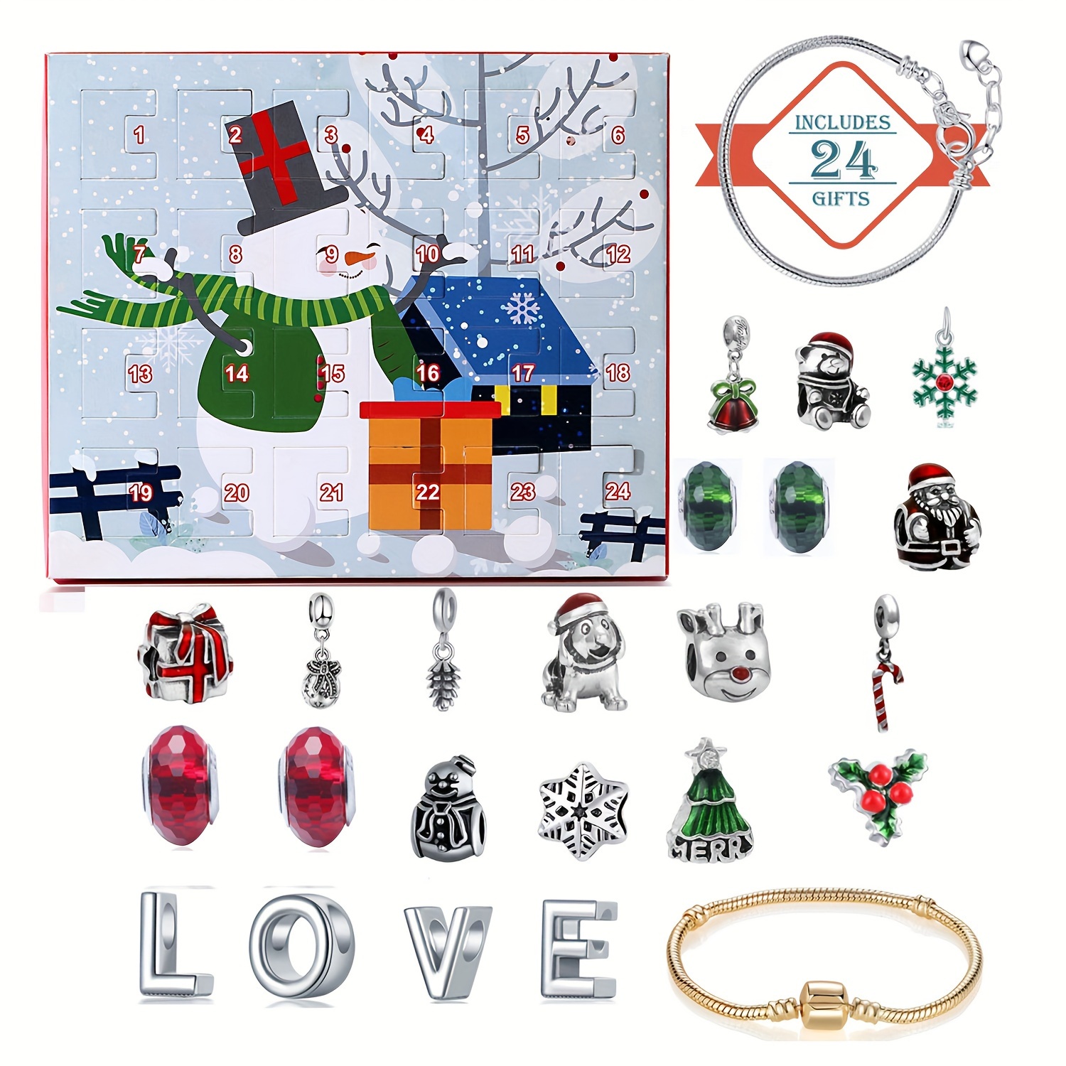 Jewelry Making Resin - Snowman Christmas Advent Calendar Bracelet Set