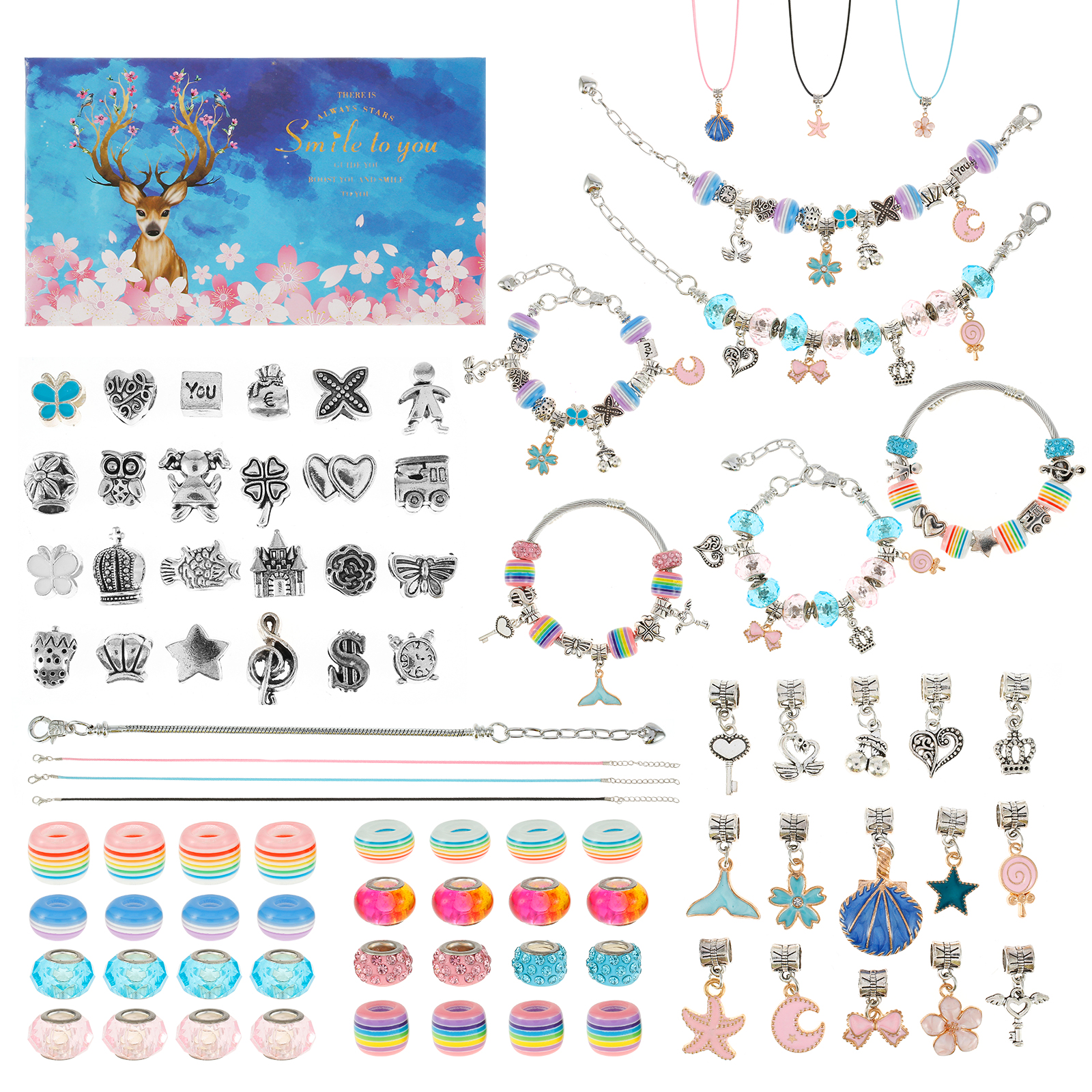 Jewelry Making Kits For Kids - 78Pcs Bracelet Making Kit Charm Jewelry