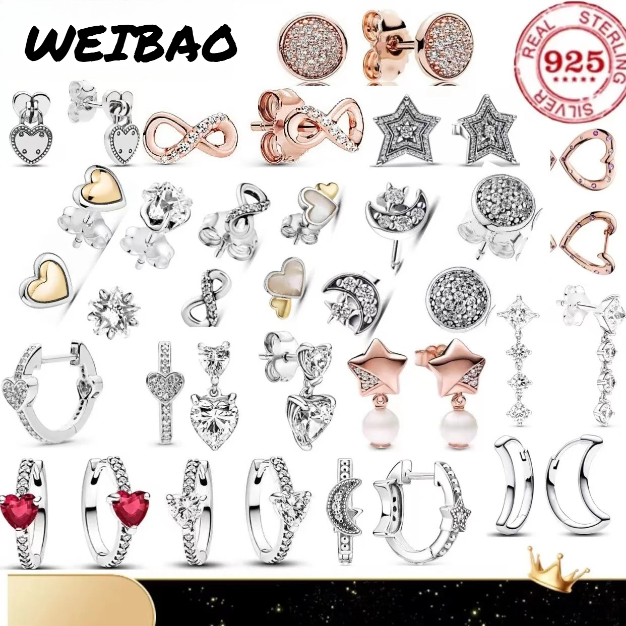 Jewelry Making Jewelry - Classic 100%925 pure silver star moon