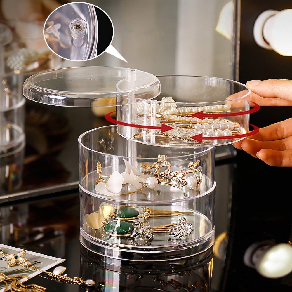 Jewelry Making Jewelry - 360 Rotating Jewelry Organizer Clear Plastic