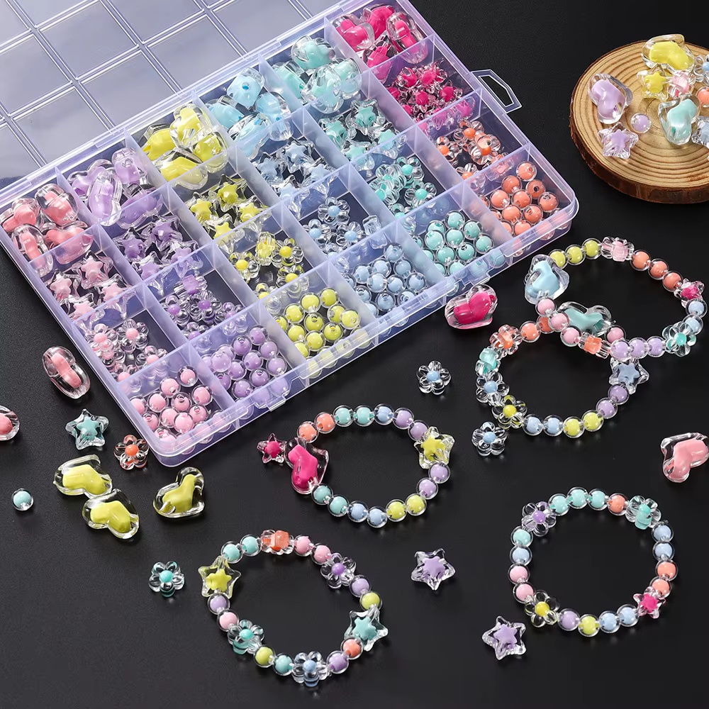 174pcs/Box Heart Acrylic Beads – обзор и цена Jewelry Making Kits For Kids