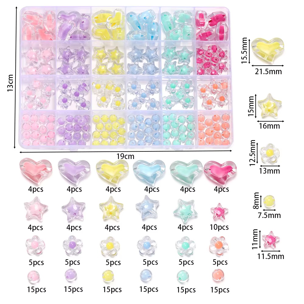 174pcs/Box Heart Acrylic Beads – обзор и цена Jewelry Making Kits For Kids
