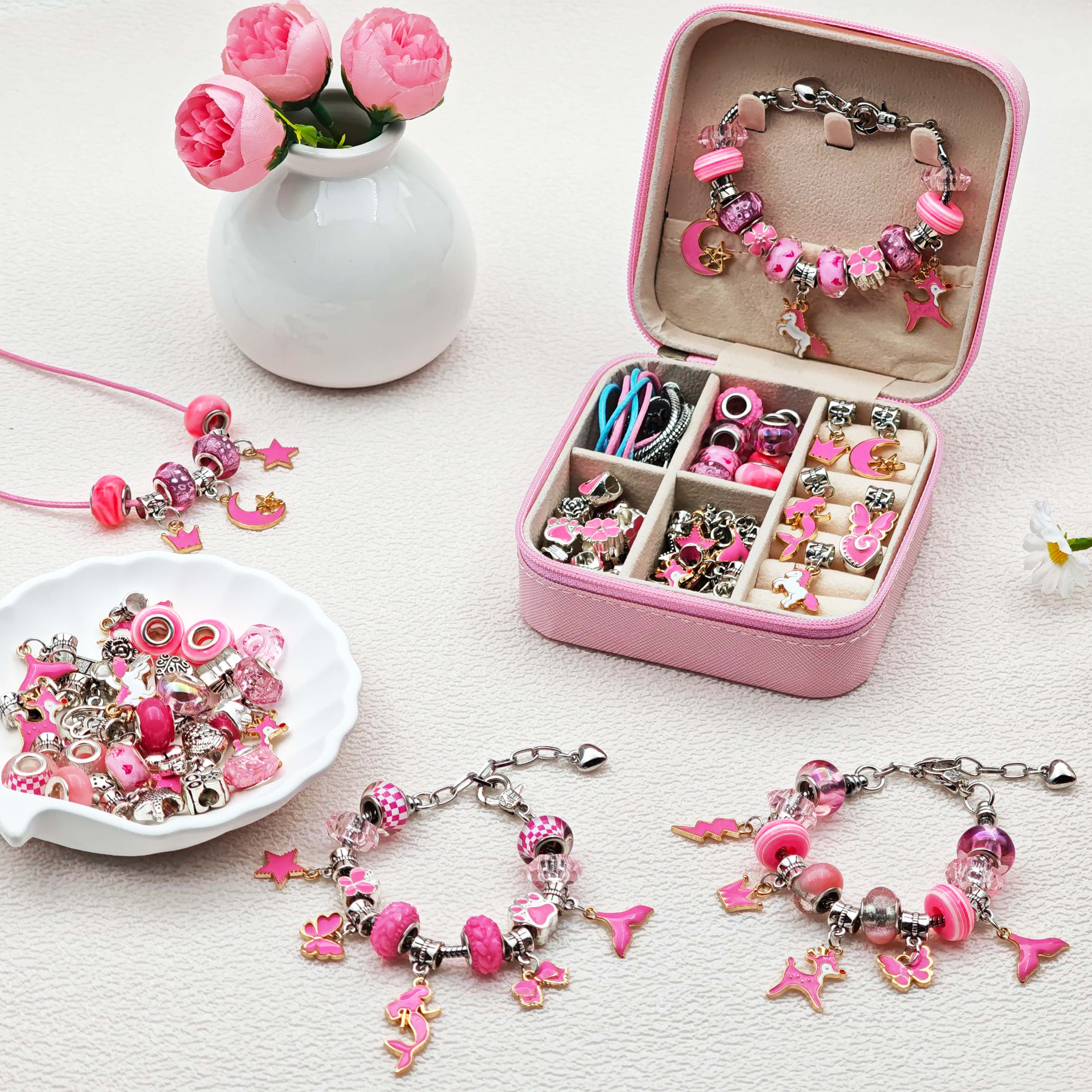 68pcs pink beaded jewelry set, – обзор и цена Jewelry Making Resin